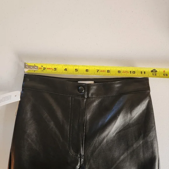 Aritzia Wilfred Adele Faux Leather Kick Flare Pants New NWT Size 00 High Rise - Picture 9 of 12